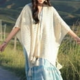 thumbnail image 5 of Xfvqtps Knit Shawl Wrap for Women Tassels Hollow Out Bohemian Style Casual Travel Scarf Wrap Cape Fashion Shoulder Tops Fall Shawl Beige, 5 of 7