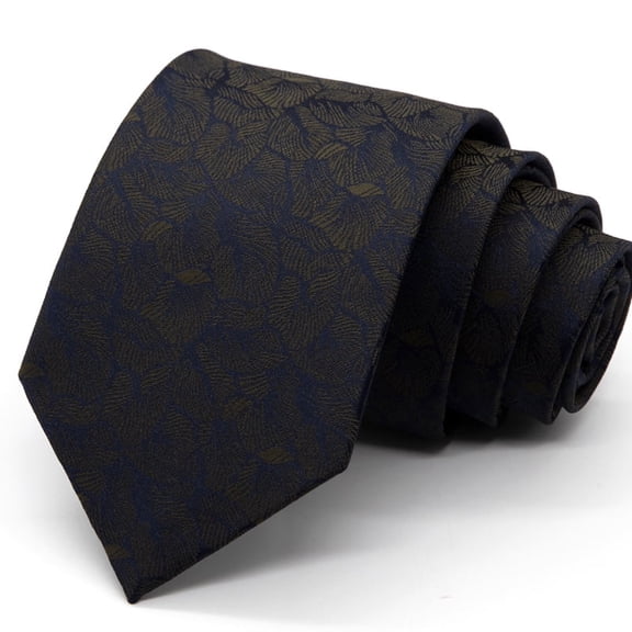 Yongchuantie Fashion Deep Blue Dark Pattern Leaf Pattern Men's Tie Formal Business 8CM Wide Tie Gift Box