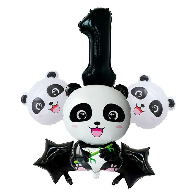 6 Pcs Ballons de Fête Ensemble de Ballons en Forme de Panda Fournitures de Fête pour Anniversaire Baby Shower (Numéro 1)