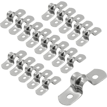 50Pcs M8 Rigid Pipe Straps, 5/16 Inch 2 Hole Strap U Bracket Stainless Steel Pipe Clamp