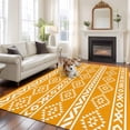 thumbnail image 2 of Yellow Boho Area Rugs 5'x7', Washable Small Throw Rugs for Laundry Room Playroom, Abstract Geometric Bohemia Ethnic Striped Indoor Outdoor Rug Non-Slip Low Pile Carpet Runner Reversible Floor Mats, 2 of 8