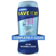 Secret Outlast Invisible Solid Antiperspirant and Deodorant Completely Clean, 2.6 oz Pack of 2