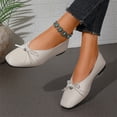 thumbnail image 6 of Commuter Shoes, Women's Bow Accent Square Toe Flats Comfortable Low Profile Dress Shoes with Flexible Walking Sole and Easy Style Office Work Shoes Ballet Commuter Shoes Flats, Beige US-9.5/EU-43, 6 of 9