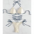 thumbnail image 3 of B91xZ Bikinis Sets for Women Retro Halter Ruched High Waist Bikini with Bottom,Yellow S, 3 of 4
