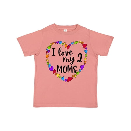 

Inktastic I Love My Two Moms- Pride Rainbow Hearts Gift Toddler Boy or Toddler Girl T-Shirt