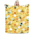 thumbnail image 3 of Bee Blanket Soft Cozy Cute Bee Plush Throw Blanket Bee Gifts for Bee Lover Warm Lightweight Flannel Fuzzy Fleece Bedding Stuff Decor Blanket for Girls Boys Kids Adults Women Bed Travel 40"x50", 3 of 6