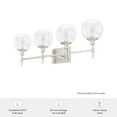thumbnail image 7 of Hunter - Xidane 4-light Brushed Nickel, Medium Size Vanity Light, Dimmable, Mid Century Modern Style, for Bedrooms, Kitchens, Dining, Living Rooms - 19766, 7 of 7
