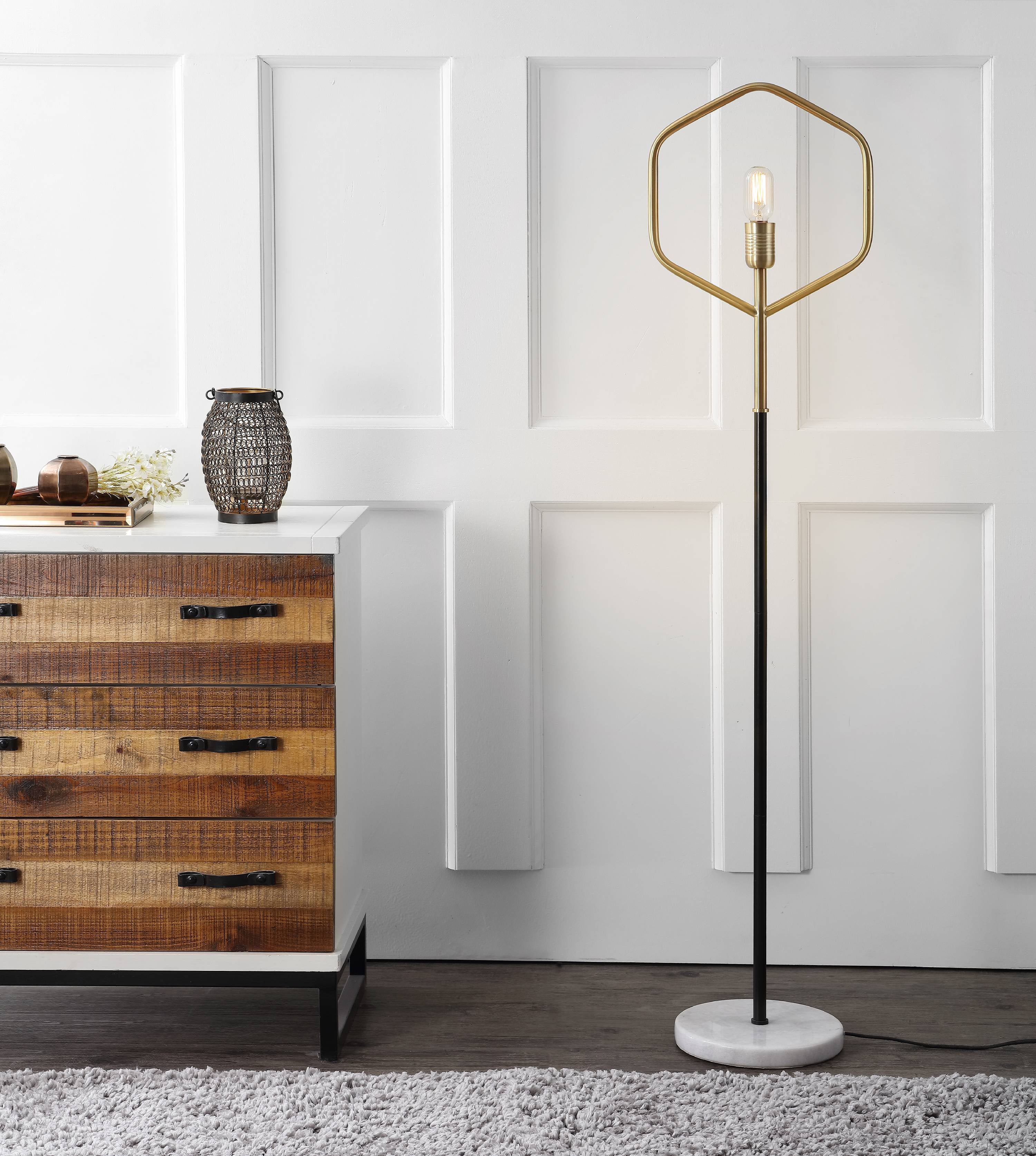 Safavieh Mave 57 in. H Hexagon Glam Floor Lamp, Gold/Black