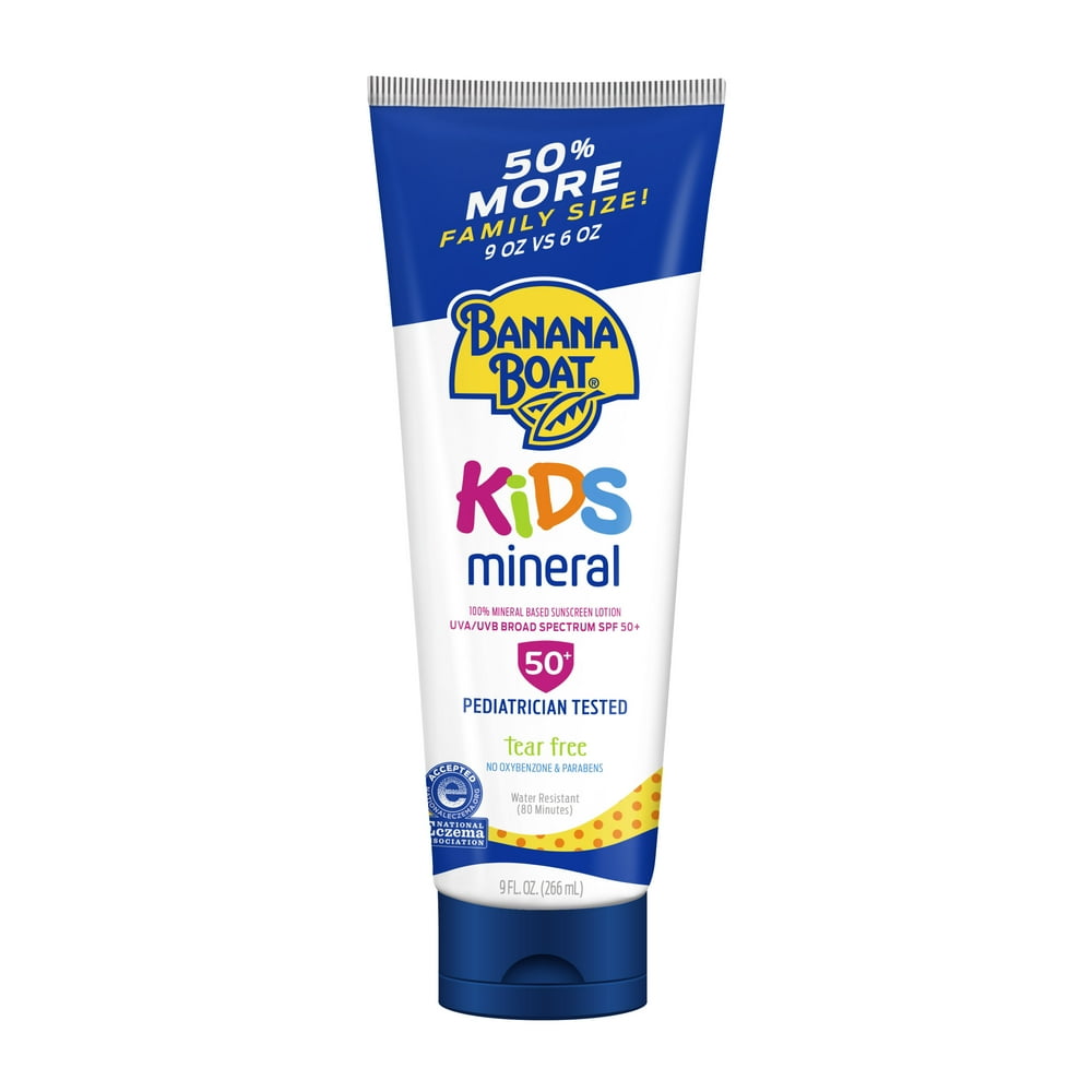 Banana Boat Kids 100 Mineral Sunscreen Lotion SPF 50+, 9 oz Walmart