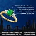 thumbnail image 2 of Gem Stone King 10K Yellow Gold Green Nano Emerald and White Moissanite Engagement Ring for Women | 1.21 Cttw | Oval 8X6MM | Gemstone May Birthstone | Size 6, 2 of 7