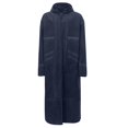 thumbnail image 4 of FAOWME Men's Hooded Robe With Pockets Long Sleeved Solid Color Plush Thickened Comfortable Warm Coats Jacket For Outdoor Activities Navy 1, 4 of 5