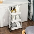 thumbnail image 5 of Alexent 3-Tier Modern Metal Storage Utility Rolling Cart with Foldable in White, 5 of 27