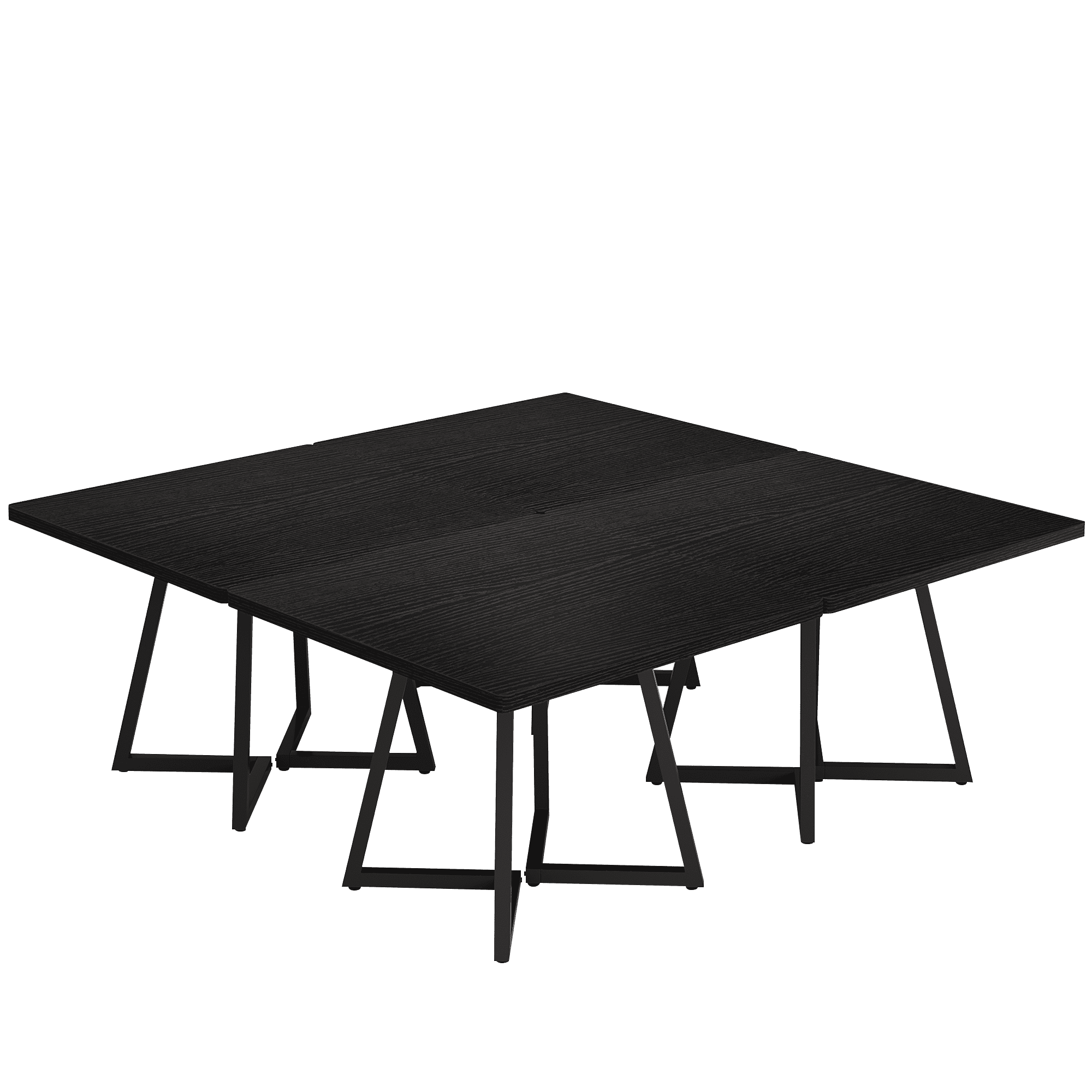 MAYEERTY 31.49" Square Industrial Dining Table, 2-Seater with Vintage Brown Wood & Black Metal Frame