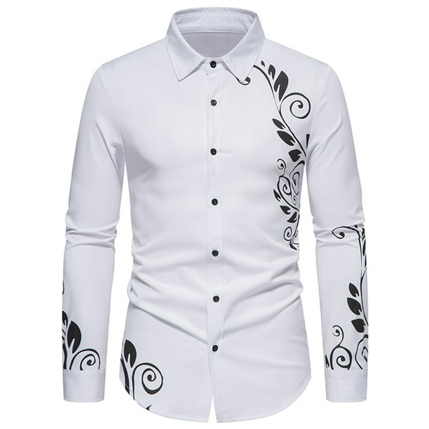Camisa de Manga Larga Con Estampado de Botones Casuales A La Moda Para Hombre Odeerbi ODB179598