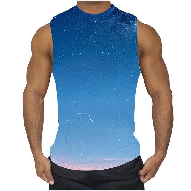 zfhfof Débardeurs Graphiques pour Hommes Motif Imprimé Sans Manches T-Shirts de Musculation Été Col Rond Chemise de Plage Décontractée