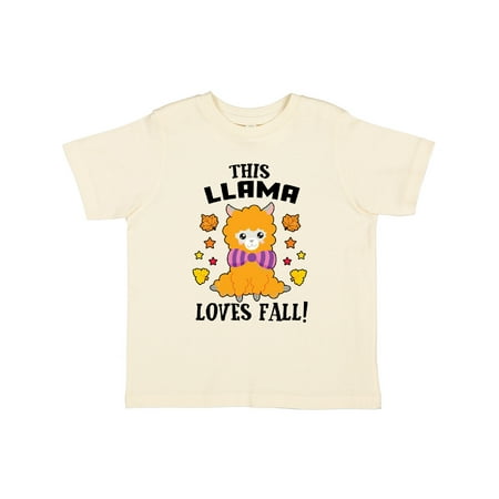 

Inktastic Cute This Llama Loves Fall with Leaves and Stars Gift Toddler Boy or Toddler Girl T-Shirt