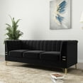 thumbnail image 2 of Atumon Velvet Sofa, Velvet Sofas and Couches, 3-Seat Sofa with Gold Metal Legs, Modern Sofa Couch Furniture, Velvet Upholstered Sofa for Living Room Bedroom, 83.46"L x 30.51"W x 31.9"H, Black, 2 of 10