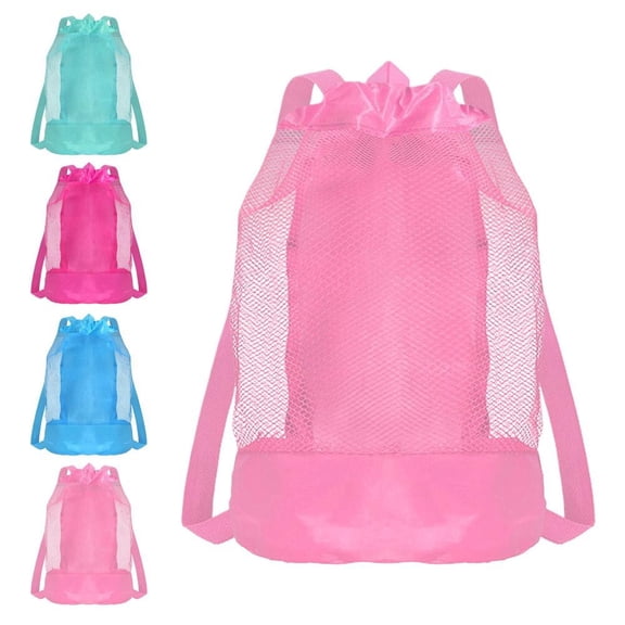 Extra-Large Sand-Resistant Beach Backpack, Mesh Drawstring Pool Toy Storage Bag for Kids, Shell Collecting and Travel Bag for Fitness and Outdoor, 1Pc