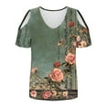 thumbnail image 4 of Soki Women's Off Shoulder Tee Clearance Blouses Short Sleeved V-Neck Fashionable Tops, 4 of 6