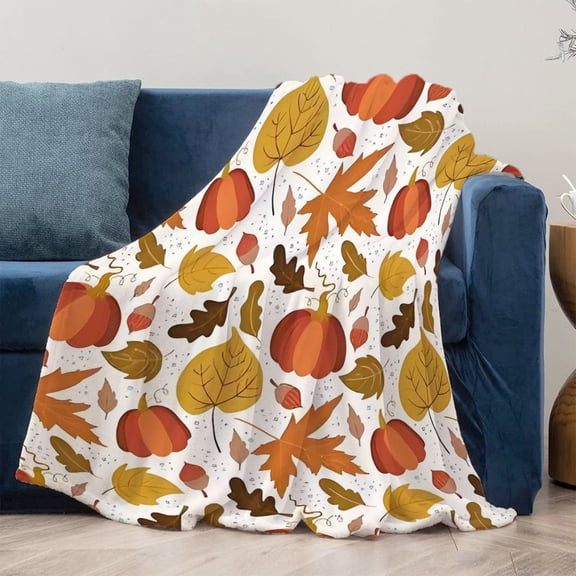 PALIFEUR Halloween Flannel Throw Blanket, Super Soft Warm Pumpkin Blanket for Couch Bedroom, Microfiber Thicken Fall Blankets for Halloween Thanksgiving Party Home Decorations, 60 x 51 Inch