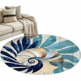 thumbnail image 2 of Navy Blue Teal Coastal Round Area Rug 4 FT, Non Slip Indoor Outdoor Rug, Abstract Art Nautical Ocean Conch Washable Soft Circular Carpet Non-Shedding Floor Mat for Coffee Table Nursery Foyer Balcony, 2 of 8