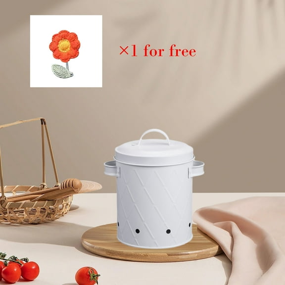 Vegetable Storage Tins, Metal Onion Garlic Potato Jars Set, Kitchen Canisters Vegetable Keeper Containers with Aerating Holes and Lid
