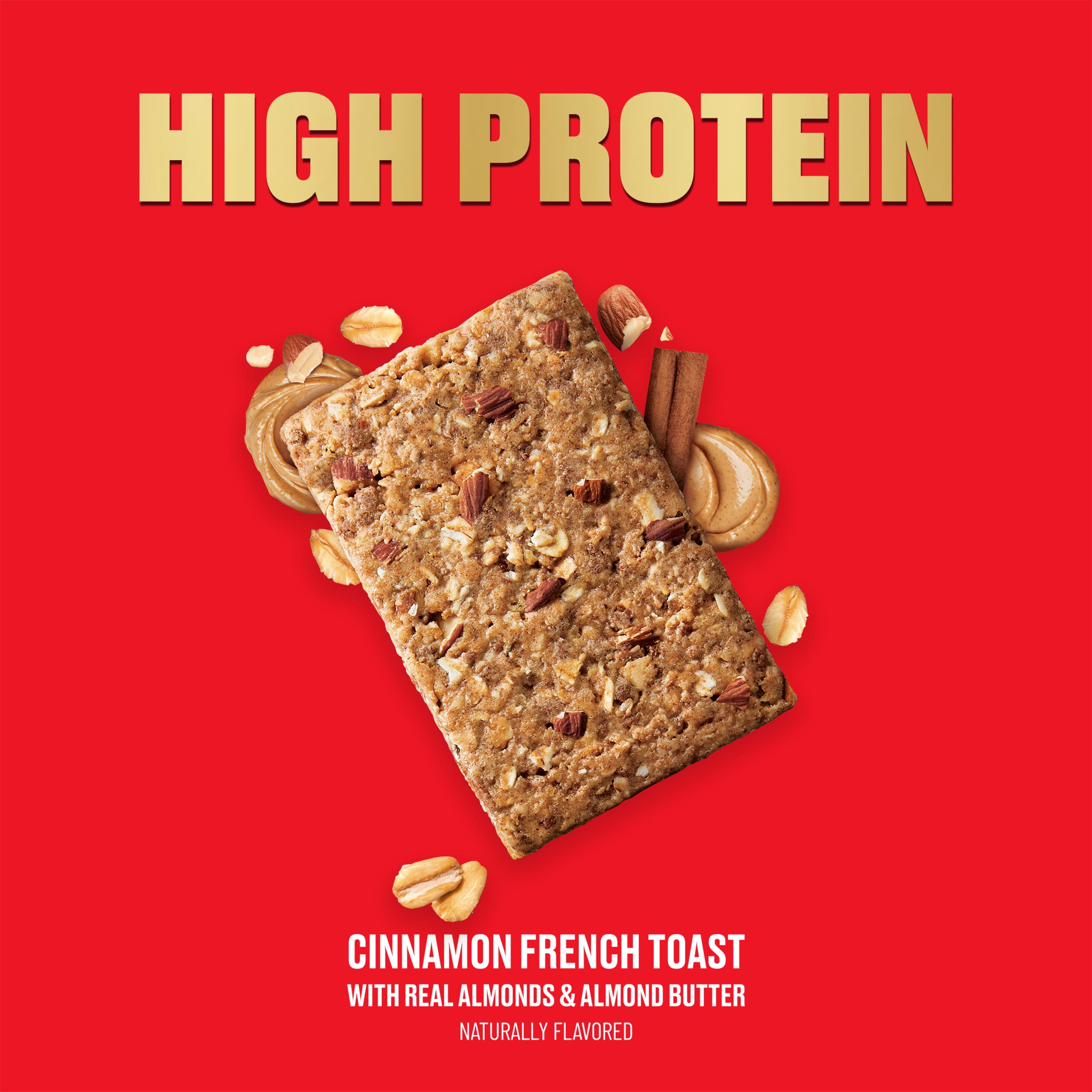CLIF HIGH PROTEIN Bars - Cinnamon French Toast - 20g Protein - 5g Fiber - Non-GMO (4 Count)