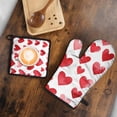 thumbnail image 5 of Valentine's Day Heart Pattern Kitchen Oven Mitt and Pot Holder Sets 2 Pcs for Baking, Cooking and Grilling, Heat Resistant Up To 392 °F, 5 of 7