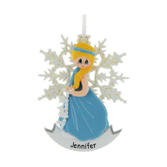 Ornaments by Elves Personalized Blonde Snow Princess Ornament Holiday Christmas Decorations .25lbs