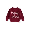 thumbnail image 1 of Gupgi Christmas Baby Sweaters Infant Kids Letter Light String Embroidery Long Sleeve Crew Neck Knit Pullovers 0-3 Years, 1 of 9