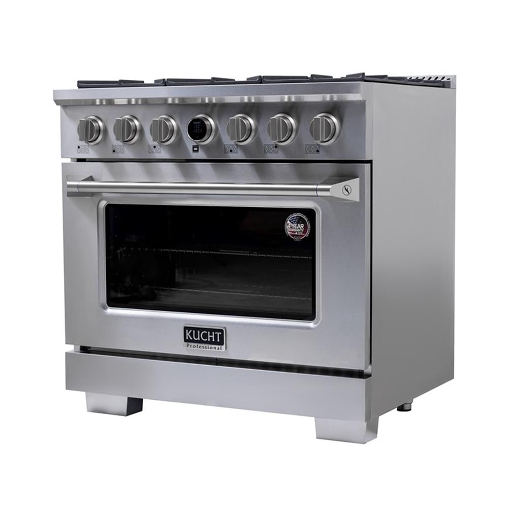Pemberly Row 36" 5.2 cu. ft. 6 Burners Dual Fuel Range for Natural Gas in Steel
