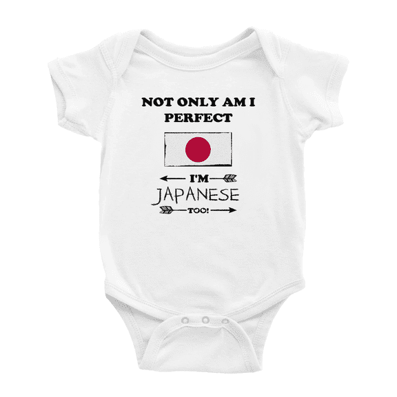 Not Only Am I Perfect, I'm Japanese Too! Cute Baby Bodysuit Newborn Clothes Outfits (White, 6-12 Months)