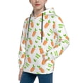thumbnail image 2 of Honeii Vegan Fruit Carrot Pattern Long-Sleeve Hooded Sweatshirt Pullover Hoodie for Boys and Grils-Small, 2 of 6