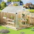 thumbnail image 3 of Garvee 6x8 FT Polycarbonate Greenhouse for Outdoors, Heavy-Duty Aluminum Frame, Walk-in Greenhouse with Lockable Door & Adjustable Roof Vent, All-Season Greenhouse for Backyard, Garden, Patio, Clear, 3 of 7