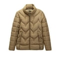 thumbnail image 3 of HongQid Women's Puffer Jacket Lightweight Quilted Padded Zip-up Stand-collar Winter Coat, 3 of 4