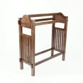thumbnail image 2 of Wooden Mission Style Quilt Rack with 3 Hanging Bars on Scrolled Top, Brown- Saltoro Sherpi, 2 of 5