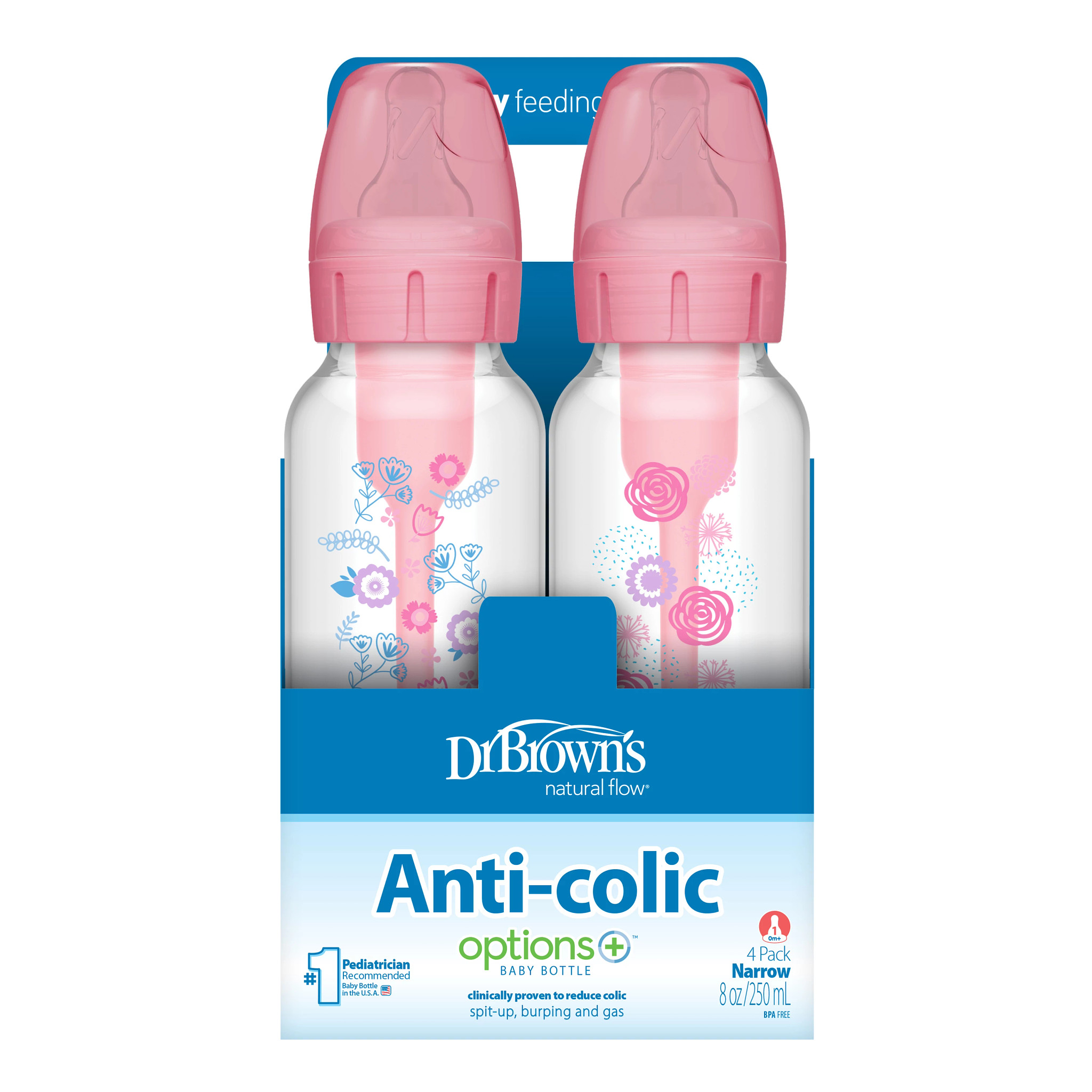 Dr. Brown's Anti-Colic Options+ Narrow Bottle, 8 oz, 4-Pack photo 2