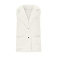 thumbnail image 4 of Fleece Vest Sevevn Women's Solid Color Sleeveless Lapel Button Jacket With Pocket, 4 of 8