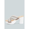 thumbnail image 3 of FInley Raffia High Block Heel Clogs In White, 3 of 7