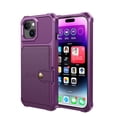 thumbnail image 3 of Allytech Rugged Case for iPhone 15 Support Magnetic Car Mount, Premium PU Leather Flip Card Cash Holder Pocket Shockproof Anti-Fall Back Case for iPhone 15 - Purple, 3 of 7