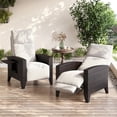 thumbnail image 3 of Outdoor Reclining Chair with Flip-Up Side Table,Patio Chair with Independent Backrest & Footrest Adjustments,All-Weather Wicker, Removable Cushions, 150° Recline for Outdoor Lounge, 3 of 11