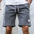 thumbnail image 6 of Men's Summer Plus Size Short Pants Summer Fashion Size M Solid Color Elastic Waist Athletic Casual Pants Gray Color Workwear Knee Length Sport Cargo Shorts, 6 of 6