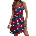 thumbnail image 2 of Cagogo Women's Petite Dresses Summer Under $10 Casual 2025 Fourth of July Sleeveless American Flag Red White and Blue 4th of July Patriotic Dress Sexy Black Dresses Clothes, 2 of 7
