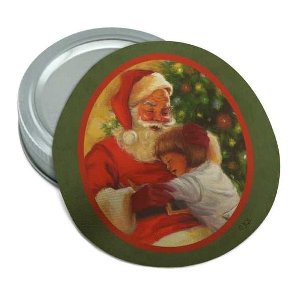 Christmas Holiday Jolly Santa and Child Round Rubber Non-Slip Jar Gripper Lid Opener