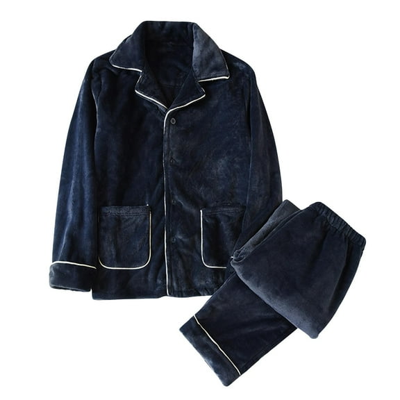 Jgppe Mens Fleece Pajamas Set Soft Warm Long Sleeve Tops and Pants Winter Fall Homewear Sleepwear