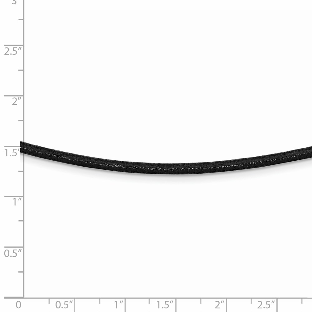 925 Sterling Silver Cord & Leather Chain Necklace Rhodium-plated 18 inch 3 mm Black