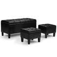thumbnail image 2 of Simpli Home Dover Faux Leather 3 Piece Storage Ottoman in Black, 2 of 7