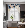thumbnail image 3 of Navy Blue Spring Floral Swag Valances for Windows, Small Curtains Drapes, Farmhouse Butterfly Rustic Kitchen Window Curtains Over Sink Rod Pocket Window Treatment Valance for Bedroom/Bathroom 56"x36", 3 of 5