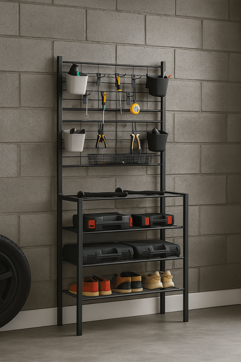 Proman Products Handyman Garage 4-Tier Storage Shelf Rack with Accessories for Garage, Kitchen, Home, Bathro0m, 30.5" W x 12" D x 66" H