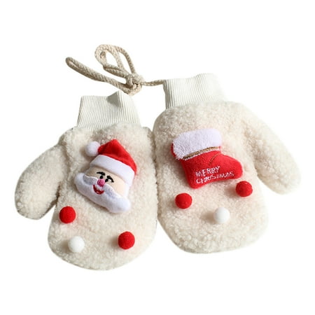 

Toddler Gloves Christmas Santa Warm Think Knit Winter Mittens Toddler Gloves